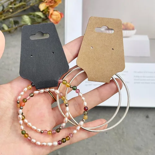Miniatura 4 de 200 tarjetas de exhibición de pulsera, tarjetas para collares, tarjetas autoadhesivas de embalaje de joyería, tarjeta de venta para pequeñas Negro