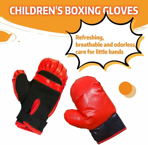 Miniatura 5 de Saco de boxeo para niños, equipo de boxeo ajustable de 3 a 12 con guantes de boxeo, juego de boxeo como regalo de juguetes para niños y niñas