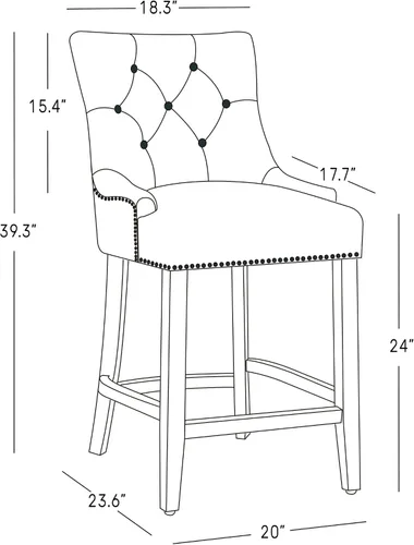 Miniatura 3 de WestinTrends Hayes Hayes - Taburete de bar tapizado de madera de 24 pulgadas con respaldo copetudo (juego de 3), color marrón