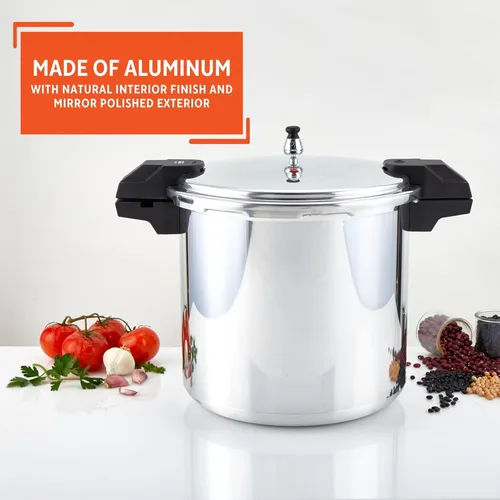Miniatura 3 de IMUSA USA A417-80808 Olla a presión de 22 qt Jumbo para estufa con regulador y asas laterales, plateado