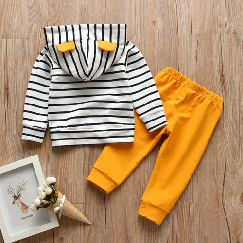 Miniatura 2 de Conjunto de sudadera con capucha de manga larga a rayas para bebé (niño) de Rebey