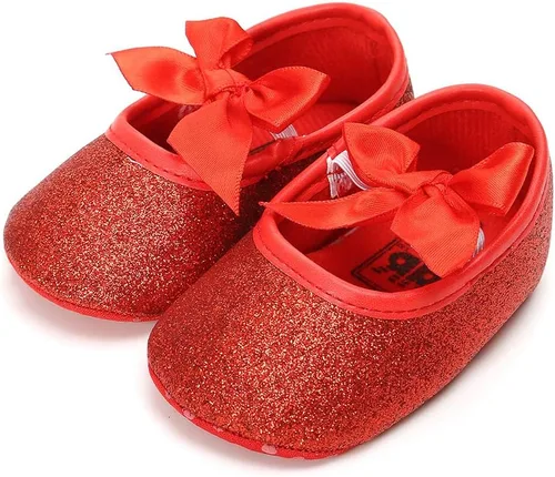 Miniatura 5 de Zapatos planos Mary Jane para bebé niña, con lazo brillante, vestido de princesa, zapatos de cuna antideslizantes para niños pequeños que caminan