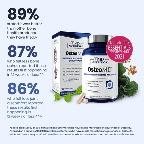 Miniatura 5 de 1MD Nutrition OsteoMD para un apoyo óseo integral con hidroxiapatita de calcio, vitamina D3 y K2 180 cápsulas (paquete de 2)