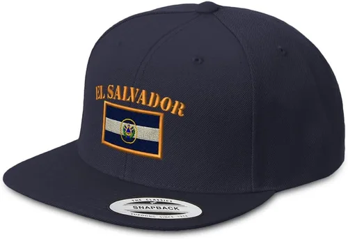 Miniatura 9 de Sombrero de Snapback personalizado para hombre, sombreros de ala plana, bordado de bandera de El Salvador, sombrero de factura plana bordado