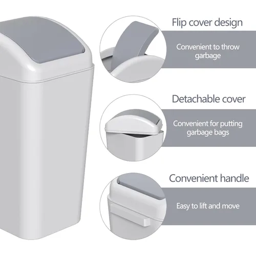 Miniatura 4 de Taysisiter - Cubo de basura de plástico de 4.5 galones con tapa, cubo de basura delgado con parte superior, 3 paquetes Small Plastic Garbage Bin