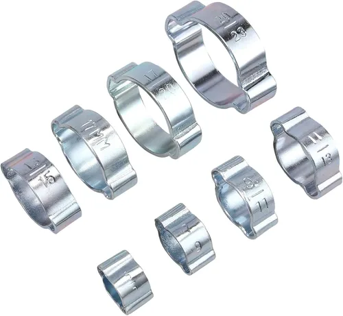 Miniatura 4 de Proster Surtido de 140 abrazaderas de manguera de doble oreja – Abrazaderas de manguera de doble oreja ajustables de 0.197-0.906 in de acero