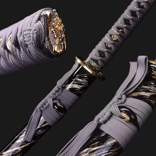 Miniatura 7 de Espada Katana Hecha a Mano, Espada Samurai Japonesa de Acero al Carbono T10, Templada en Arcilla, Espiga Completa, 40.5 Pulgadas/103 cm