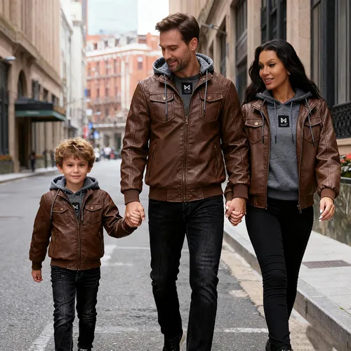 Miniatura 2 de GGleaf Chaqueta de cuero sintético para hombre, impermeable, estilo bomber motera vintage, de PU, estilo moto biker