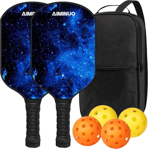 Miniatura 9 de Palas de pickleball de fibra de vidrio, juego de paletas de pickleball ligeras de 0.63 pulgadas para hombres, mujeres, niños, interiores y exteriores