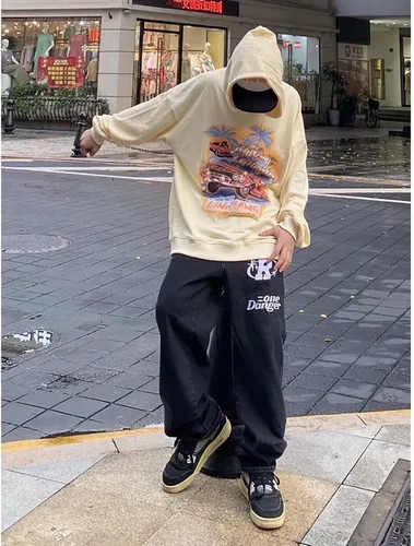 Miniatura 4 de American Vintage Denim Pantalones ins Moda Europea y Americana Hiphop Fried Street Jeans Pantalones de pierna ancha para hombre