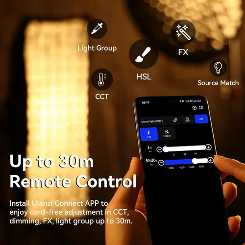 Miniatura 5 de ULANZI Luz de Video, Luz de Video LED RGB de 120W COB de Relleno de Color con Salida Continua de Iluminación con Control por APP, 2700K-6500K 20
