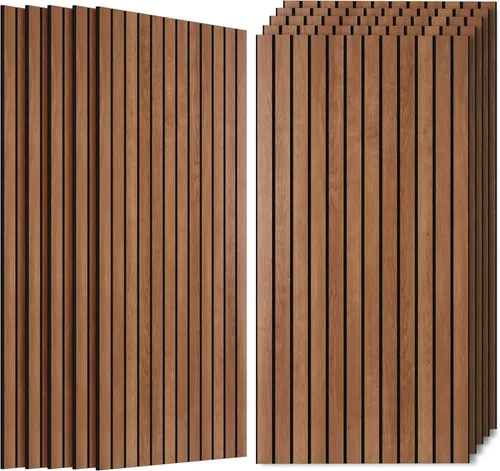 Miniatura 32 de Paneles de sonido de chapa de madera, paquete de 10 paneles de pared de 47.2 x 23.6 pulgadas, paneles acústicos decorativos para paredes