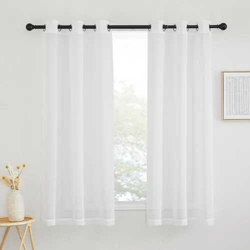Miniatura 40 de NICETOWN Cortinas de lino traslúcidas con textura de lino de 84 pulgadas de largo, con ojales semitraslúcidos, tratamientos de ventana, privacidad