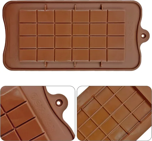 Miniatura 3 de Molde antiadherente de silicona para chocolate, de grado alimenticio y barras energéticas (3 moldes de barra de chocolate, juego de 3) (3)