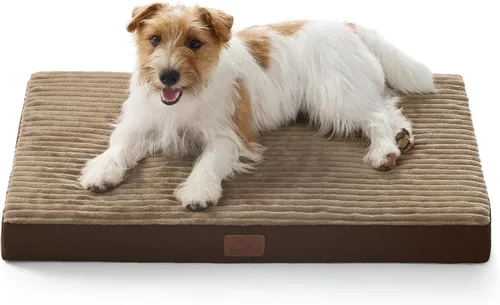 Miniatura 16 de Bedsure ComfyFleece - Camas ortopédicas para perros de gran tamaño para jaula con funda extraíble para máquina, no impermeable, alfombrilla de Gris