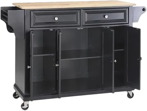 Miniatura 22 de Crosley Furniture isla de cocina con ruedas, Madera, Negro