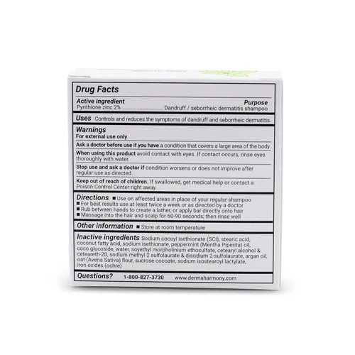 Miniatura 4 de Pastilla de jabón Dermaharmony con 2% de piritiona de zinc para caspa y dermatitis seborreica - Menta (4 onzas)