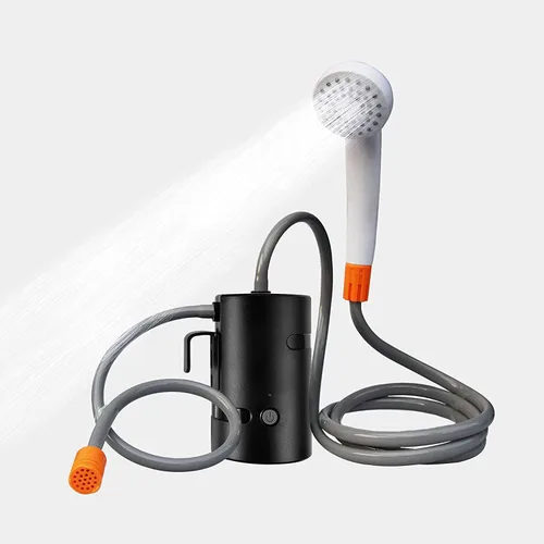 Ducha portátil al aire libre, 2 modos de flujo, bomba de ducha alimentada por batería de 4400 mAh para senderismo/mochilero, viajes, playa,