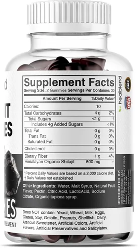 Miniatura 9 de healblend Gomitas Shilajit orgánicas del Himalaya de 600 mg – Salud óptima, energía e inmunidad para hombres y mujeres, sabor a fruta natural – 60