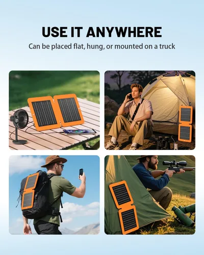 Miniatura 8 de SOLUPUP Paneles Solares, Cargador Solar Pequeño de 10W con USB-A de 5V y USB-C de Carga Rápida IPX5 Impermeable Plegable Panel Solar Portátil