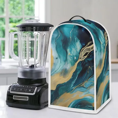Miniatura 5 de Fundas para batidora para cocina, cubierta de procesador de alimentos de mármol azul con mango duradero, cubiertas antipolvo para electrodomésticos