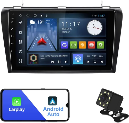 Miniatura 8 de 1+32G Android 13 Estéreo de Coche Doble DIN para Mazda 3 2004-2009 con Radio de Pantalla Táctil de 9 Pulgadas Integrado, Carplay Inalámbrico/Android