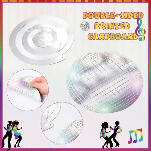 Miniatura 3 de Tiamon 48 piezas de decoraciones de fiesta de discoteca Lets Boogie Banner de los años 70 con remolinos colgantes de fiesta temática de los años 70