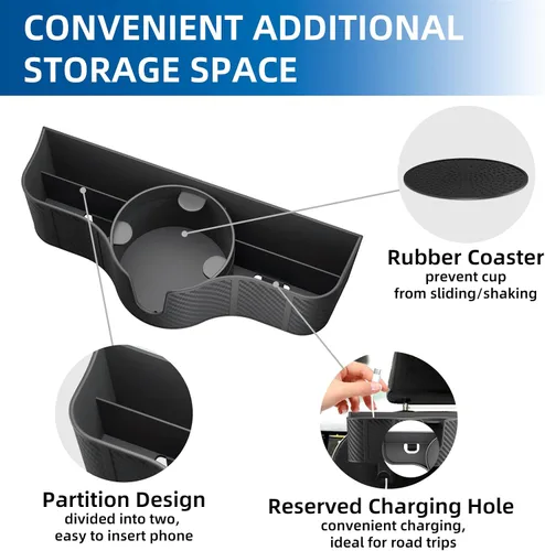 Miniatura 5 de OUSHASAA Organizador de reposacabezas de asiento trasero 3 en 1 con portavasos de asiento trasero de 3.7 pulgadas para automóvil, organizador