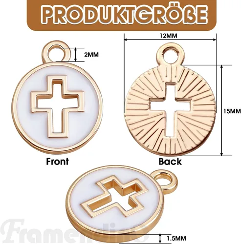 Miniatura 2 de Framendino, Paquete de 100 Dijes de Cruz de Esmalte y Colgantes de Cruz Hueca para Hacer Pulseras, Collares y Joyas de Bricolaje