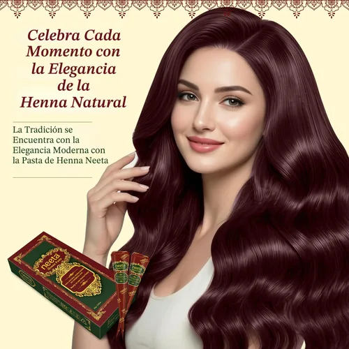 Miniatura 3 de Neeta 4 Pack 100% Natural Listo para Usar Pasta de Henna en Cono para Teñir el Cabello Color Marrón rojizo tubos para mujeres Perfecto para colorear
