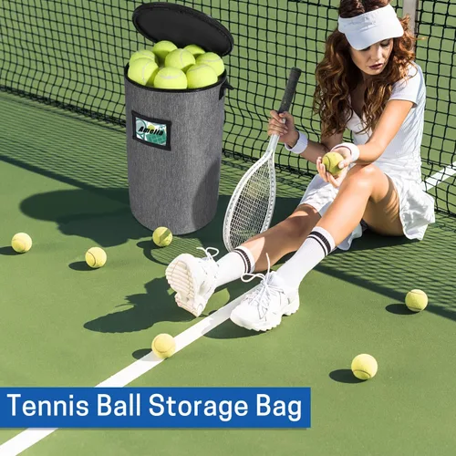 Miniatura 5 de VISEMAN Cesta portátil para pelotas de tenis para entrenamiento, transporte y almacenamiento Gris