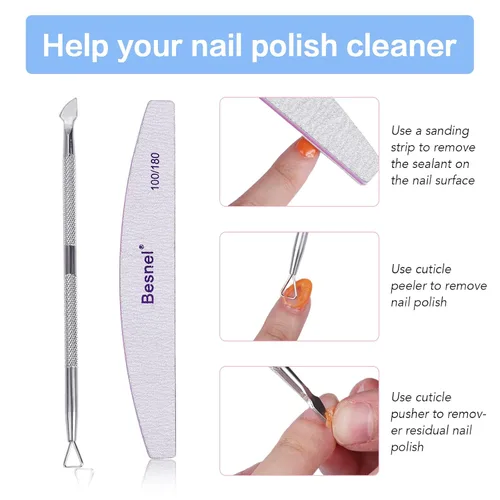 Miniatura 7 de Removedor de esmalte de uñas de gel, paquete de 5 unidades, removedor de esmalte de gel profesional, no irritante, rápido y fácil, kit