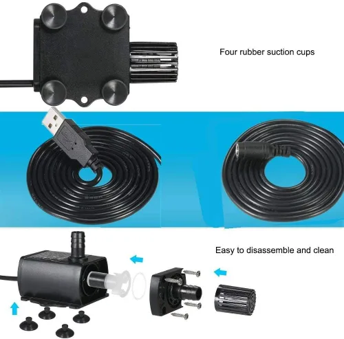 Miniatura 4 de Mini bomba de agua, mini bomba sumergible de 4 velocidades, bomba de agua de regulación de 4 velocidades, DC 12V USB 5V bomba sin escobillas (QR50H)