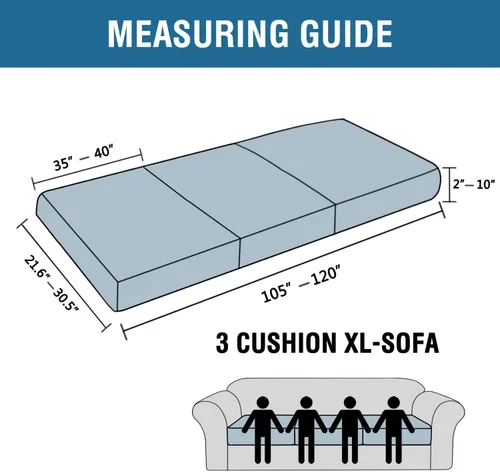 Miniatura 3 de H.VERSAILTEX Fundas de cojín individuales superelásticas para asiento – Juegos de fundas de cojín de sofá y sillón – Tela de sarga texturizada Gris