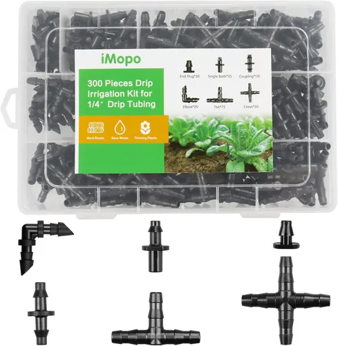 Miniatura 9 de Paquete de 70 conectores de púas universales para riego por goteo de 1/4 pulgadas, conectores de púas para tubos de goteo de 1/4 pulgadas
