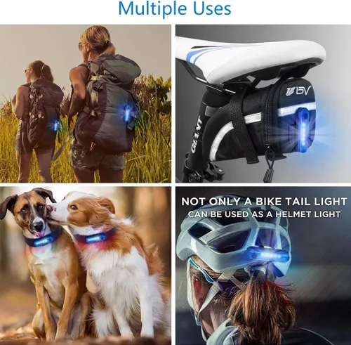Miniatura 7 de Paquete de 2 luces traseras azules para bicicleta, luces traseras de bicicleta recargables por USB, ultra brillantes, luz trasera LED de alta