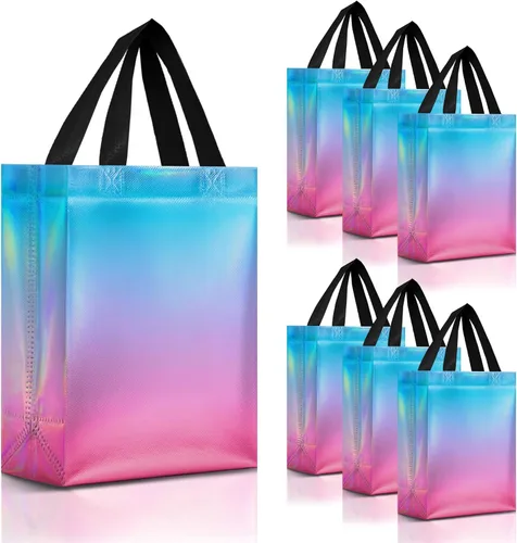 Miniatura 70 de Nush Nush Bolsas de regalo de color azul aguamarina de gran tamaño – Juego de 30 bolsas de regalo azul claro brillante con asas a granel – Bolsa