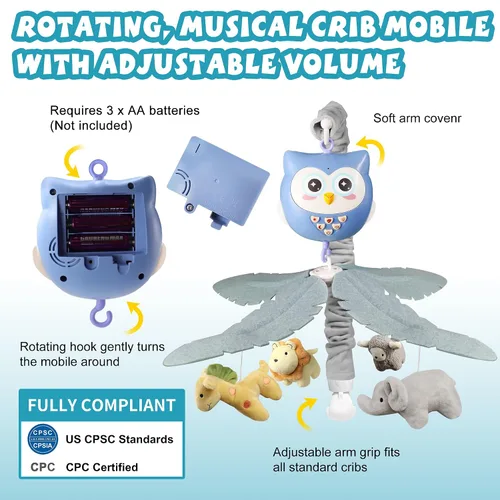 Miniatura 6 de Cuna móvil para bebé con música y luces para niños, animales móviles musicales para cuna, juguetes para niñas, juguetes colgantes, portátil, safari