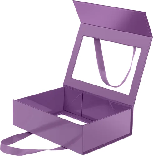 Miniatura 44 de Caja de regalo negra con ventana, caja de regalo magnética transparente para regalo, caja de propuesta de padrino de boda (10.5 x 7.5 x 3 pulgadas)