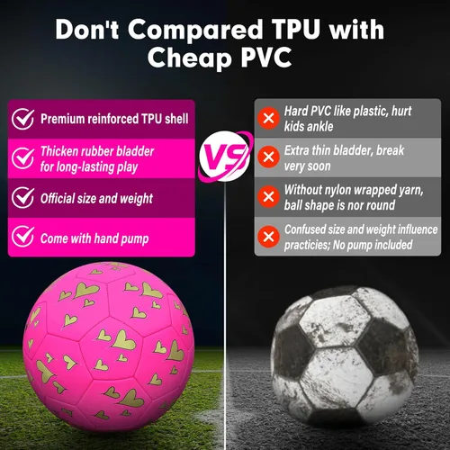 Miniatura 2 de Soccer Balls Size 3 for Girls Soccer Ball for Kids Aged 4-6 6-8 Beginners Outdoors Sports Ball Recreation Playing Ball Birthday Christmas Back to