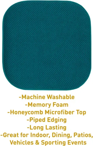 Miniatura 227 de Sweet Home Collection Cojines de espuma viscoelástica para silla, goma antideslizante y diseño de panal de abejas y esquinas redondeadas de 16 x 16