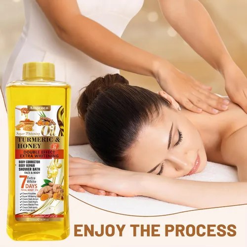 Miniatura 4 de Aceite corporal de cúrcuma de 6.8 fl oz para masaje e hidratación diaria, hidratación profunda con vitamina E, colágeno, aceite de cúrcuma para cara
