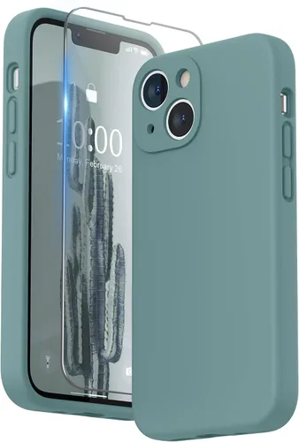 Miniatura 26 de SURPHY Funda compatible con iPhone 13 Mini con protector de pantalla, (protección de cámara y forro de microfibra suave), funda de silicona líquida