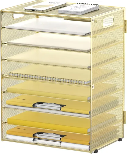 Miniatura 14 de DALTACK - Organizador de escritorio con bandeja de cartas de 9 niveles con asas, organizador de archivos de malla, organizador de escritorio