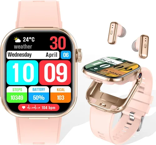 Miniatura 10 de ZJX Reloj inteligente con auriculares, pantalla HD de 2.02 pulgadas, reloj de fitness para tomar/marcar, reloj inteligente 2 en 1 con auriculares