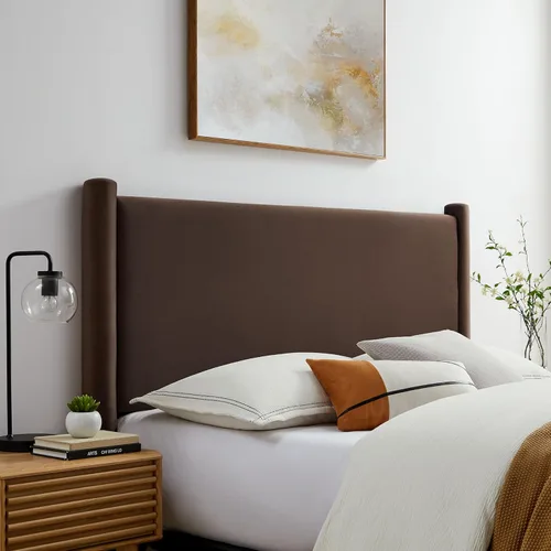 Miniatura 14 de Modway Rael - Cabecero tapizado para cama individual con pilares en Alabastro – Cabecero de terciopelo – Cabecero de terciopelo de terciopelo