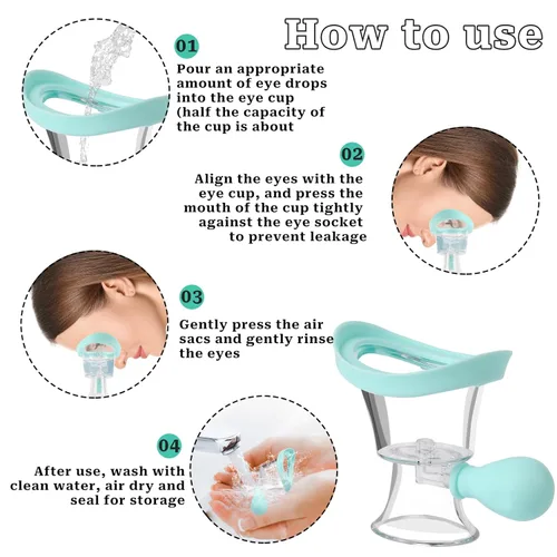 Miniatura 2 de Kit de lavado de ojos, taza de lavado de ojos de silicona, suministros de limpieza manual de presión de aire, herramienta de taza de limpieza