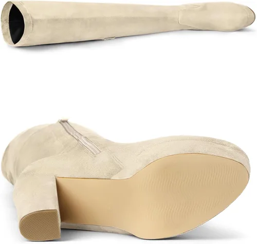 Miniatura 5 de Allegra K Botas altas sobre la rodilla con tacón de bloque y plataforma para mujer