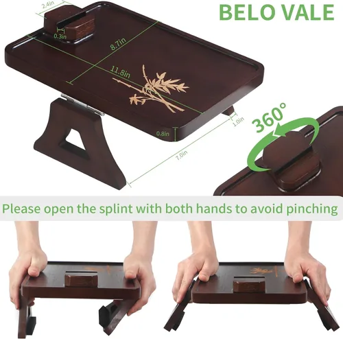 Miniatura 2 de Bandeja de brazo de sofá de madera tallada de bambú, bandeja de reposabrazos de sofá de tamaño normal de 11.8 x 8.6 pulgadas, no requiere