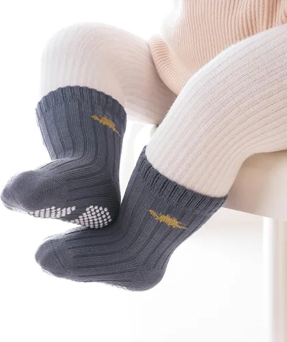 Miniatura 2 de VWU Calcetines de algodón antideslizantes para bebés y niños pequeños con empuñaduras de 0-6T 6/9